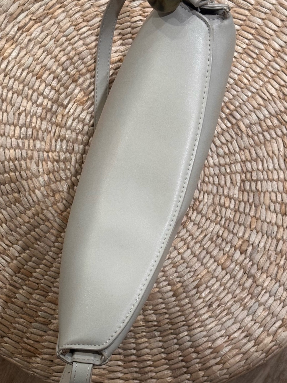 Zara Crescent Shoulder Bag in Light Gray with Bead Detail - Picture 2 of 3
